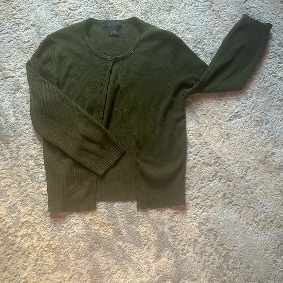 90s The Limited Silk & Cashmere Cardigan Suze Small but Big Impact in Olive - Picture 1 of 5